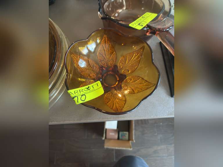 Amber ware floral candy bowl