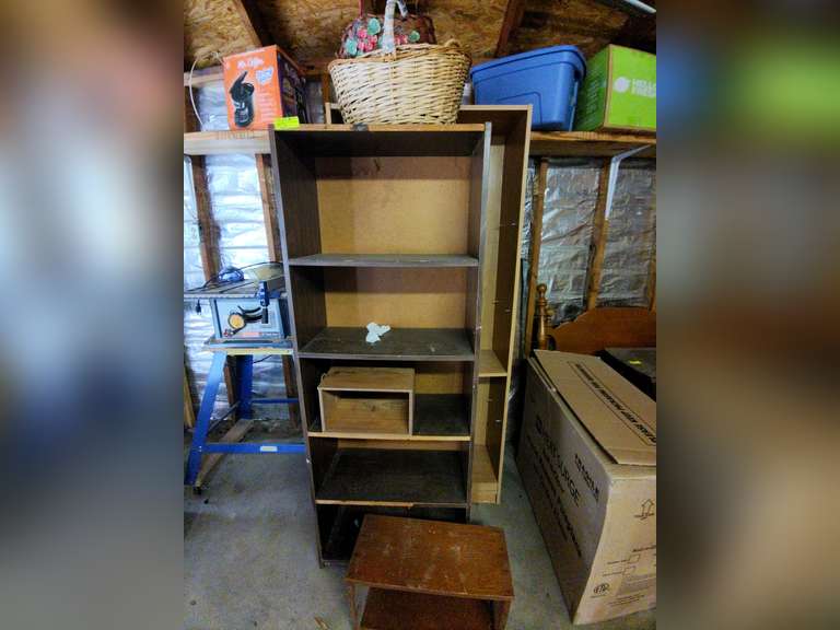 Group of wooden shelf etc.