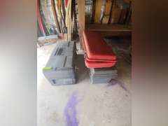 Tool box of sockets, Craftsman Reciprocating Saw, and Toolbox of Misc.