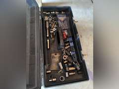 Tool box of sockets, Craftsman Reciprocating Saw, and Toolbox of Misc.