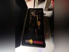Tool box of sockets, Craftsman Reciprocating Saw, and Toolbox of Misc.