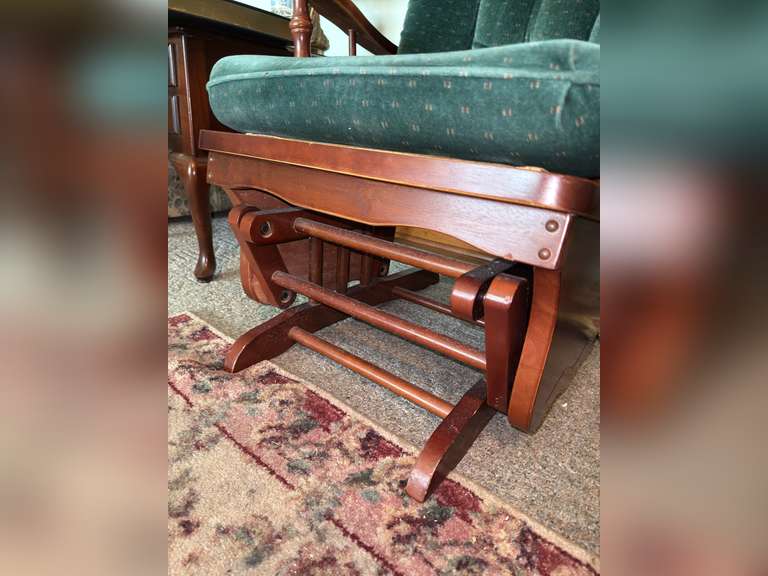 Upholstered swing rocker with table runners