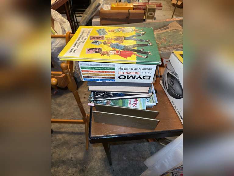 Stamp Album, Dymo tapewriter, hardback books