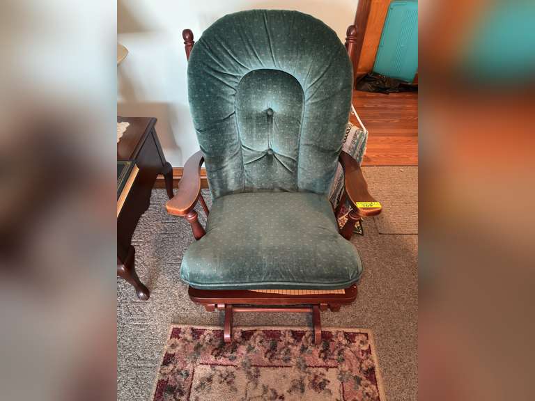 Upholstered swing rocker with table runners