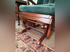 Upholstered swing rocker with table runners