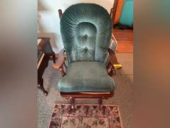 Upholstered swing rocker with table runners