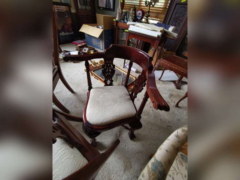 Antique Carved Dining Chairs and Carved Corner Chair