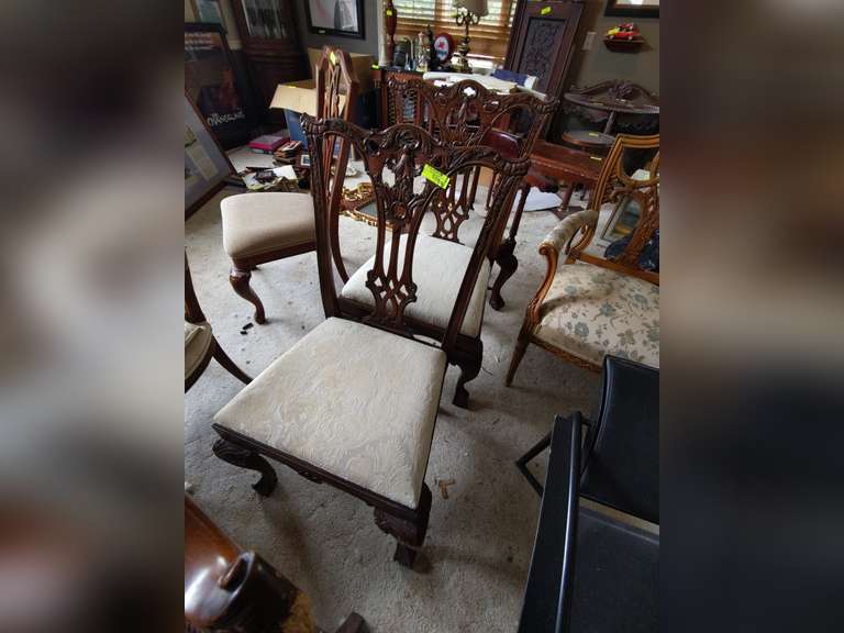 Antique Carved Dining Chairs and Carved Corner Chair