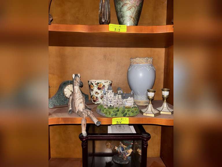 Zebra doll, vase, candle holder, and Dunrobin castle