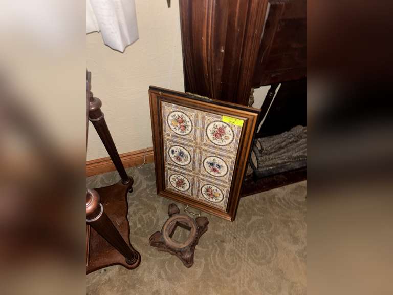 Tile serving tray with ornate urn holder