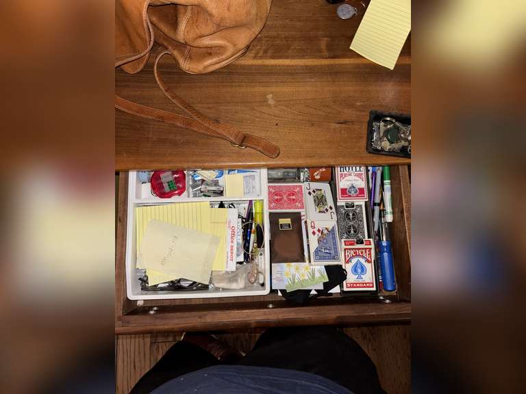 Contents of drawers (office supplies, extension cords, cards etc)
