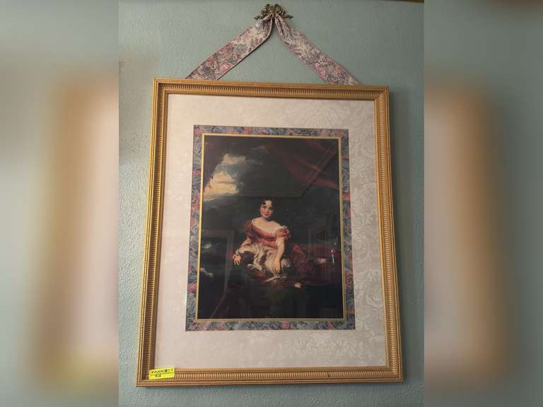 Lady and spaniel framed piece