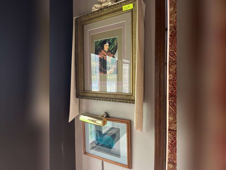 Catholic framed man and early car lithograph