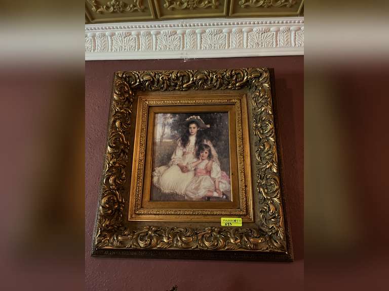 Oil on canvas painting of 2 girls