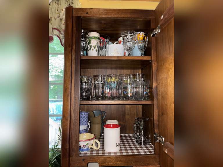 Contents of cabinet cups and glasses