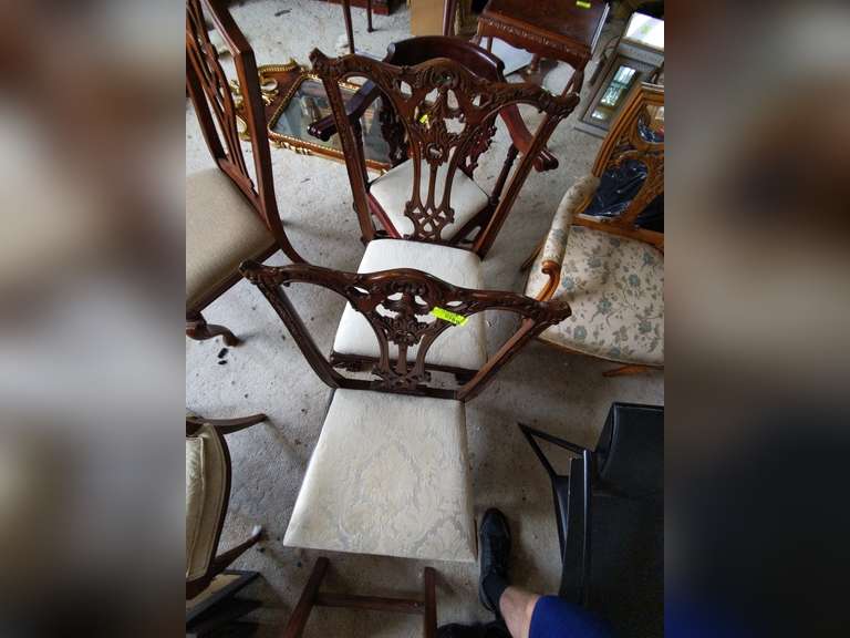 Antique Carved Dining Chairs and Carved Corner Chair