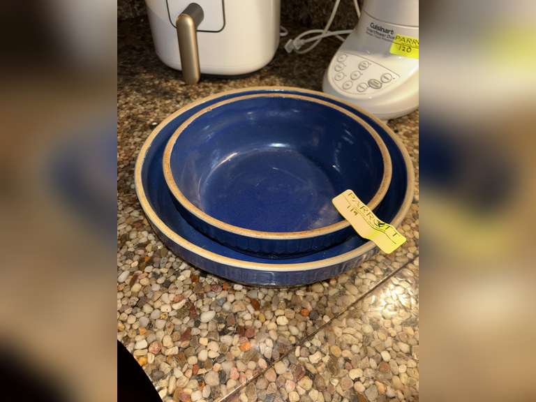 2 Blue stoneware bowls
