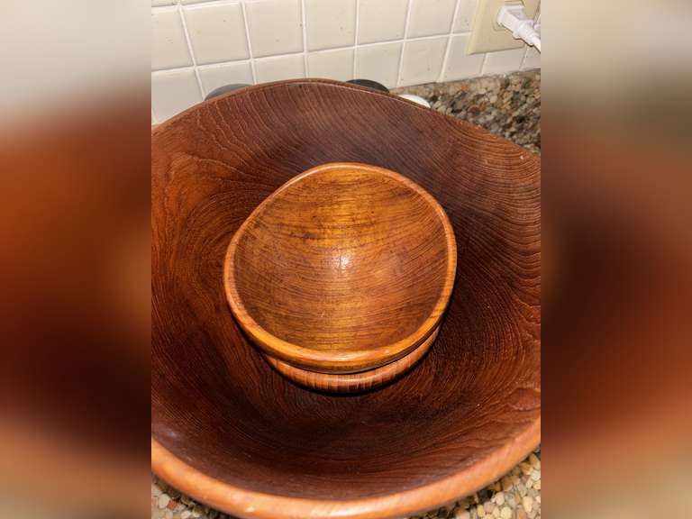3 Genuine good wood teak bowls