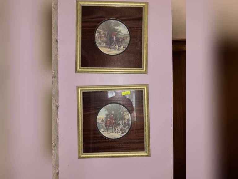 2 horse jockey framed pieces