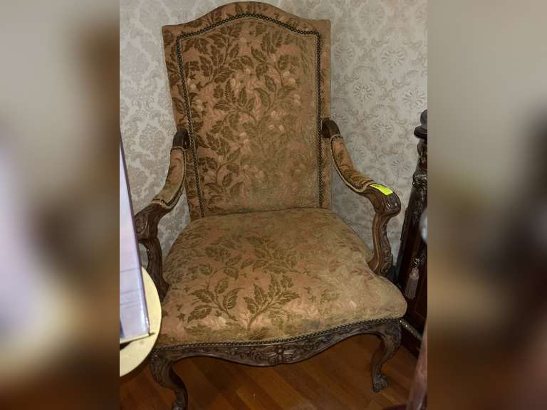 Upholstered carved side chair