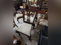 Antique Carved Dining Chairs and Carved Corner Chair
