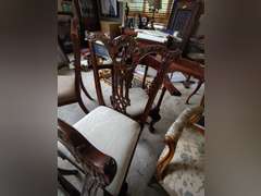 Antique Carved Dining Chairs and Carved Corner Chair