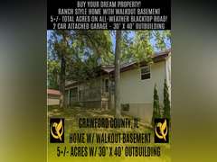 Home with Walk-Out Basement & Outbuildings on 5+/- Acres