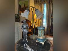 Marble insert occasional table with fresh ormolu and decor on Top