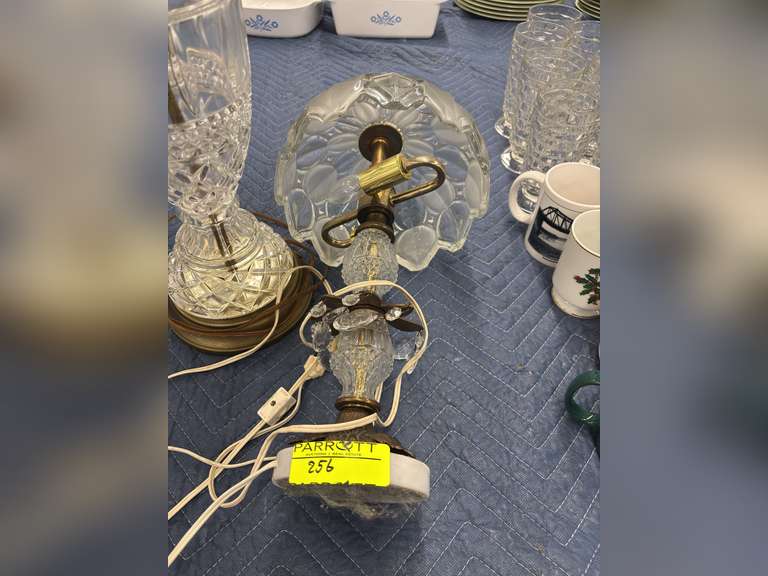 Vintage Victorian Crystal Table Lamp, Vintage Catco Italian Cut Glass Table Lamp