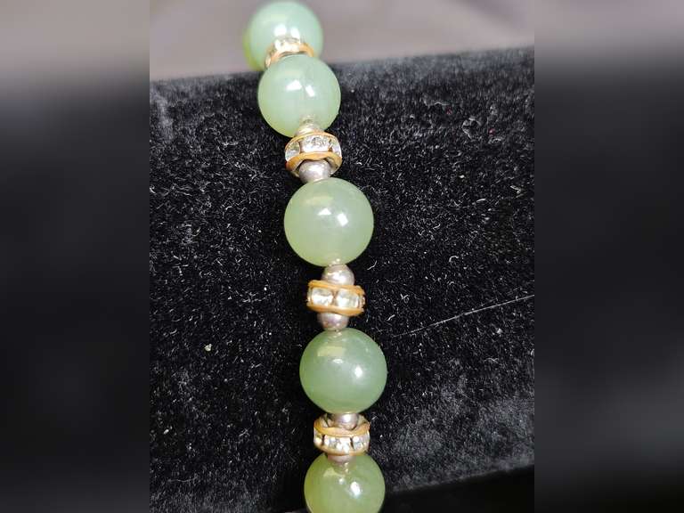 Sterling Clasp & Jade Bracelet & Earring Set