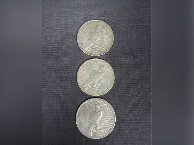 3 "P" Morgan Dollar Coins 1922, 1923, 1924