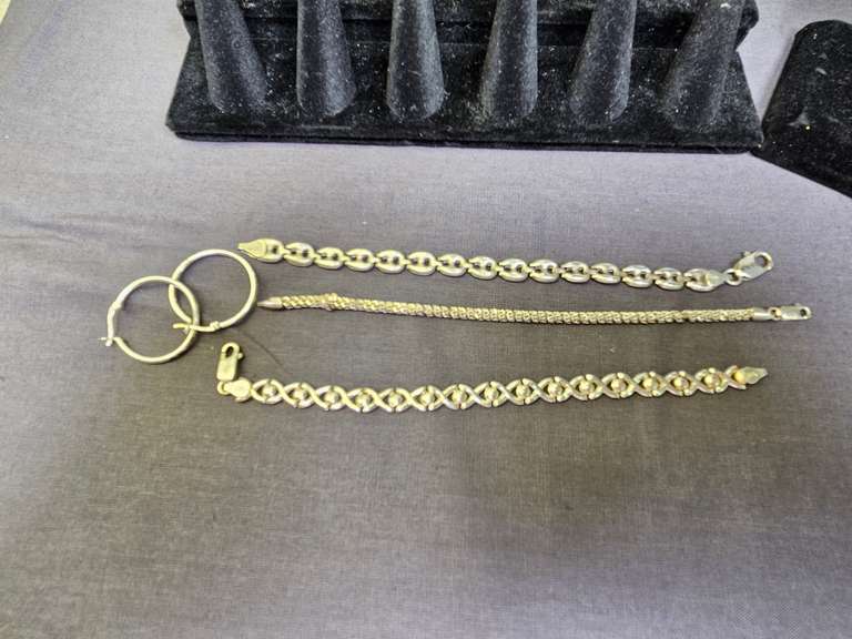3 Bracelets, Pair of Earrings, All Sterling Silver