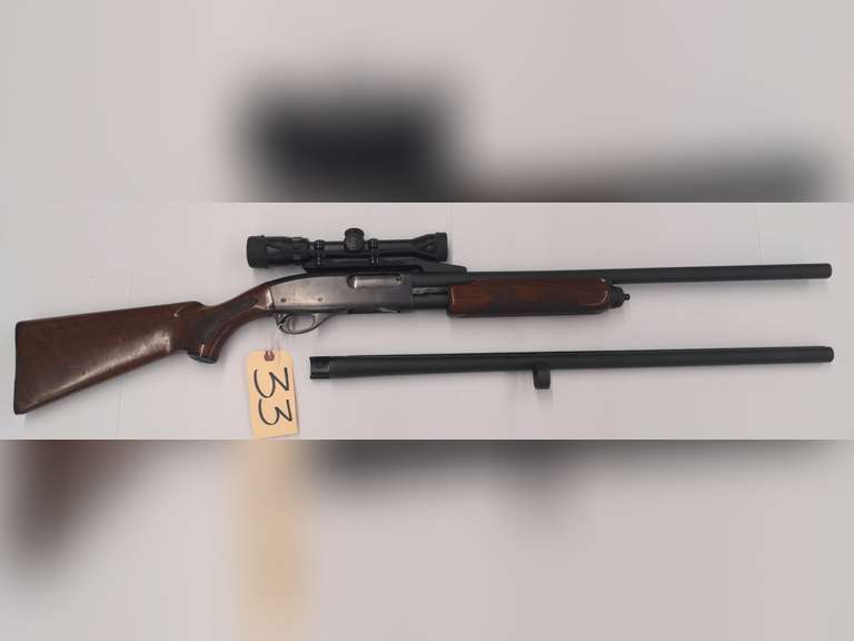 Remington Wingmaster 870, 12 Gauage Pump Action Shotgun, 3" Shells/Chamber, Groove Barrel Mounted, being sold with Smooth Bore Barrel, Banner Scope, Serial # 87961V