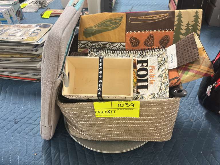Box of kitchen decor items