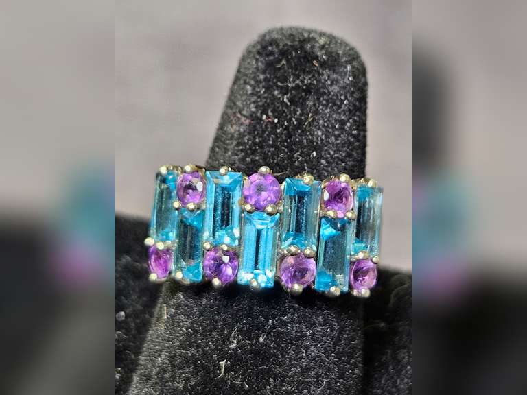 Sterling & Blue Topaz Amethyst