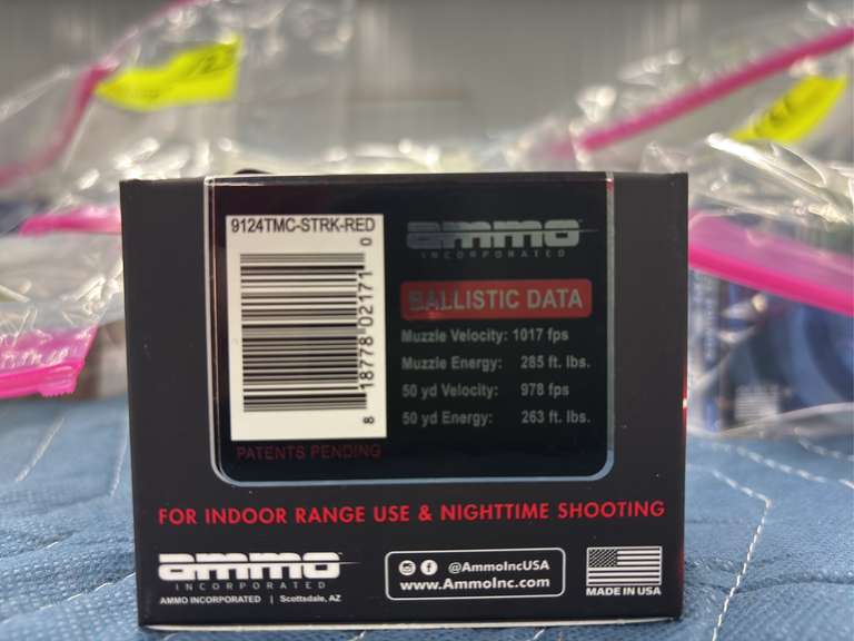 (1) Box of 20, 9MM, 124 Grain 'Tracer' Rounds, made by Streak Visual Ammunition (New & Sealed)