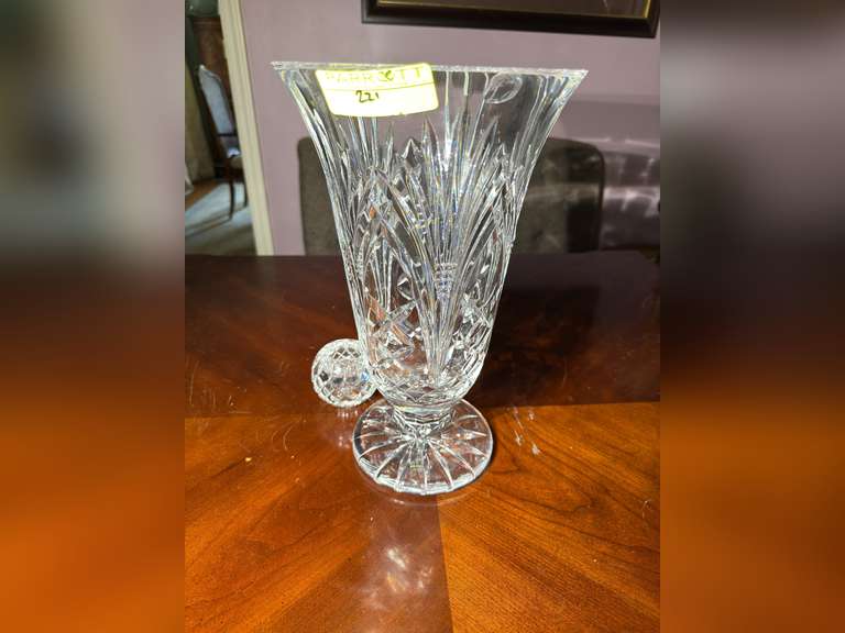 Large Waterford vase with damage around lip