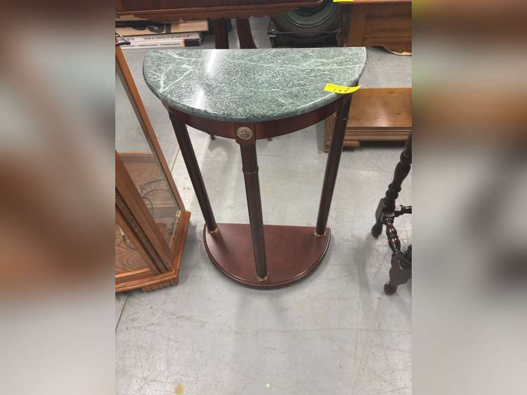 Half round marble topped side table
