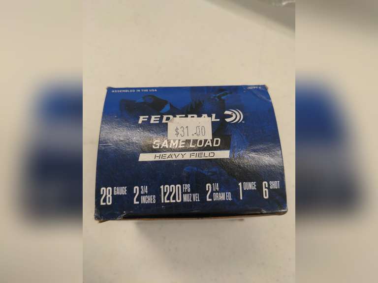 (25) Shells of Federal 28 Gauge, 2 & 3/4", 1 OZ., 6 Shot, Game Loads
