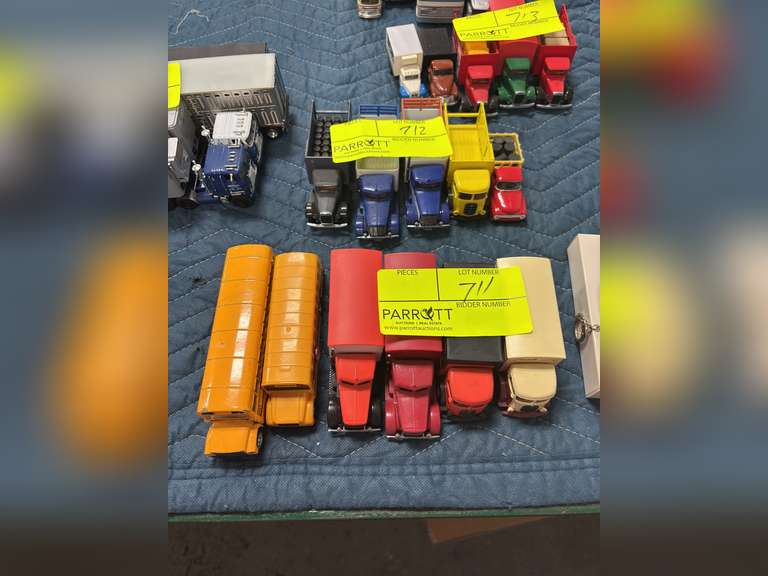 Brand name box trucks, school buses, and Hallmark New York Central Locomotive Christmas ornament