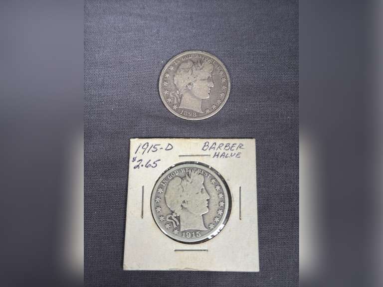 2 Barber Half Dollars (1915 & 1898)
