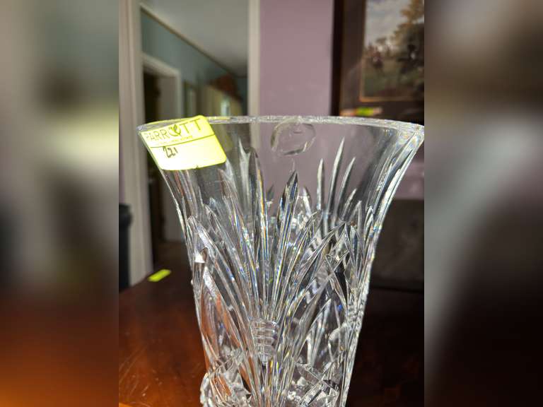 Large Waterford vase with damage around lip