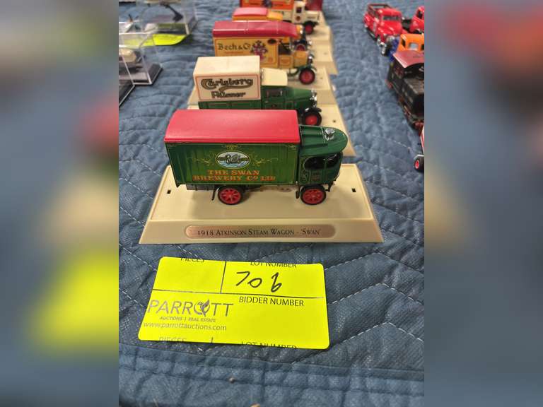 6 model matchbox collectible trucks & Coca-Cola train accessory