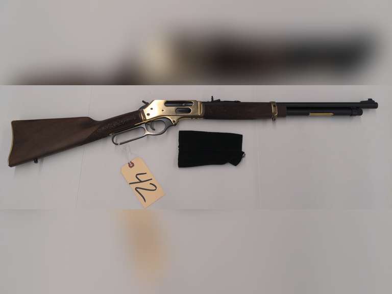 Henry Brass Lever Action .45-70 Gov't, Ornate Stock & Foregrip, 20" Round Barrel, Tube Fed, Model H024-4570, Serial # 4570SG10245