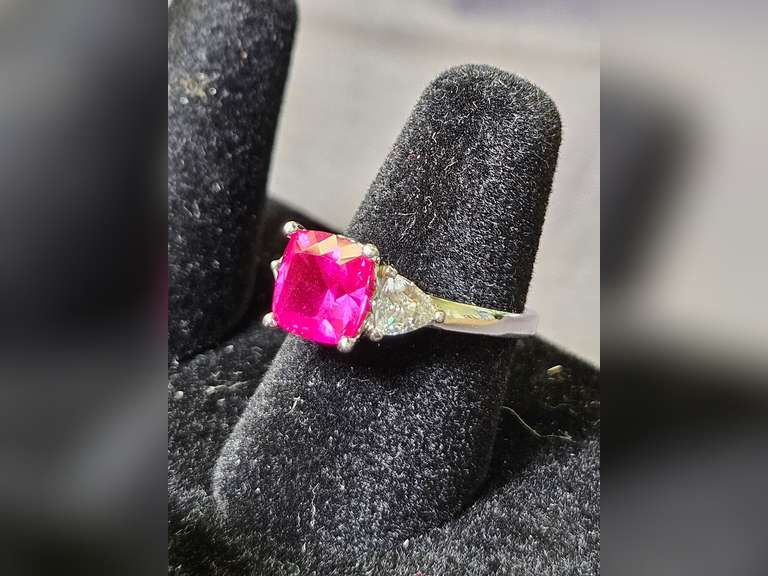 Sterling Silver & Red Stone Ring