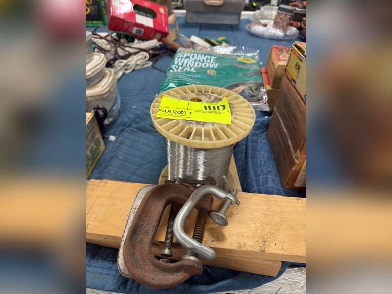 Vice grips, spool of cables and wires, and more