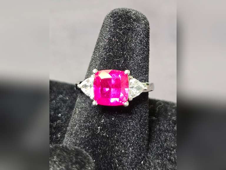 Sterling Silver & Red Stone Ring