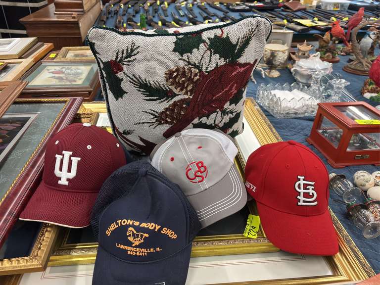 Lot of Hats (St. Louis Cardinals, F-15 Strike Eagle, Shelton's Body Shop, Casey State Bank, IU Hoosi