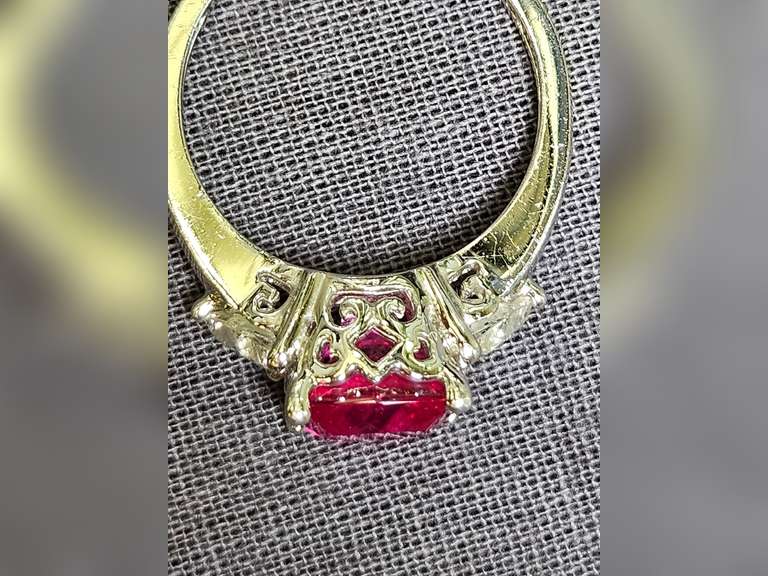 Sterling Silver & Red Stone Ring