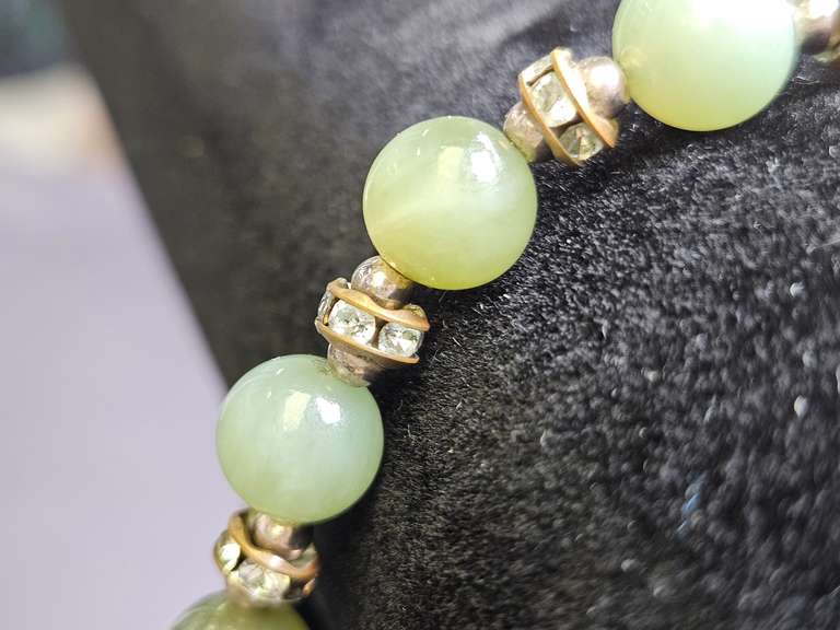 Sterling Clasp & Jade Bracelet & Earring Set
